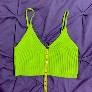 Free people knit lime green yellow tank